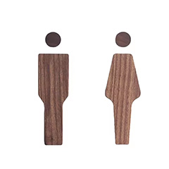 3d Walnut wood Unisex Restroom Sign