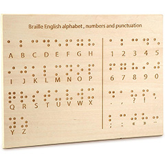 Wood Braille Alphabet Board, Braille Alphabet and Number Board Carved Dots Braille Fingerboard Educational Tool Teaching Aid for All Ages