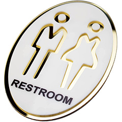 Unisex Restroom Signs Bathroom Signs Bright Gold and White Acrylic 