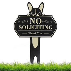 No Soliciting Sign with stake for house