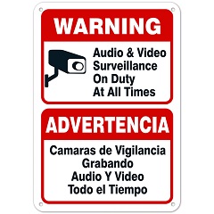 Bilingual 24-Hour Surveillance Sign